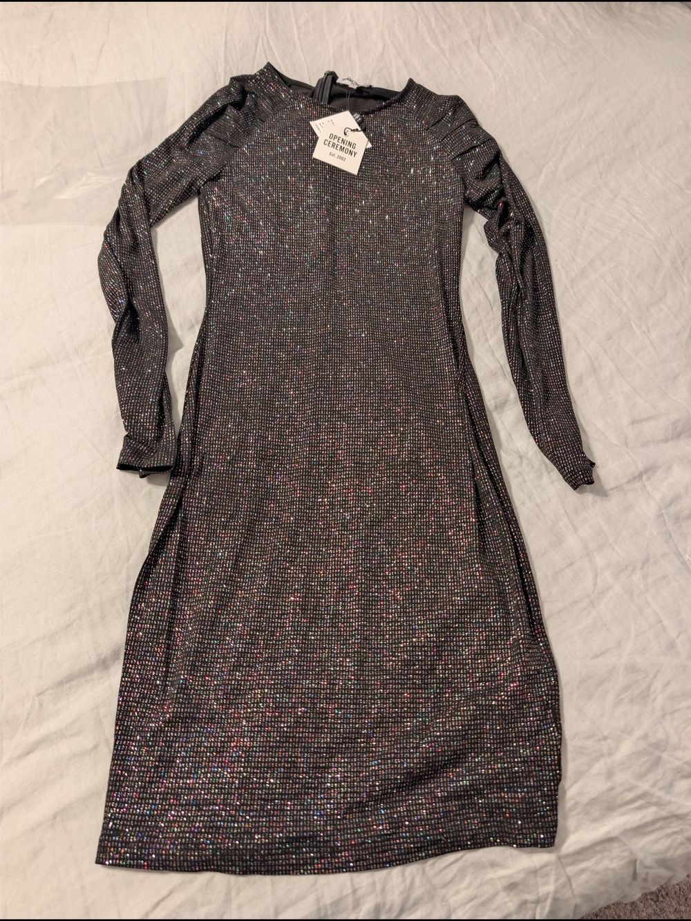 NWT Opening Ceremony Cleo Glitter Sheath Dress Sparkle Metallic Rainbow Size S